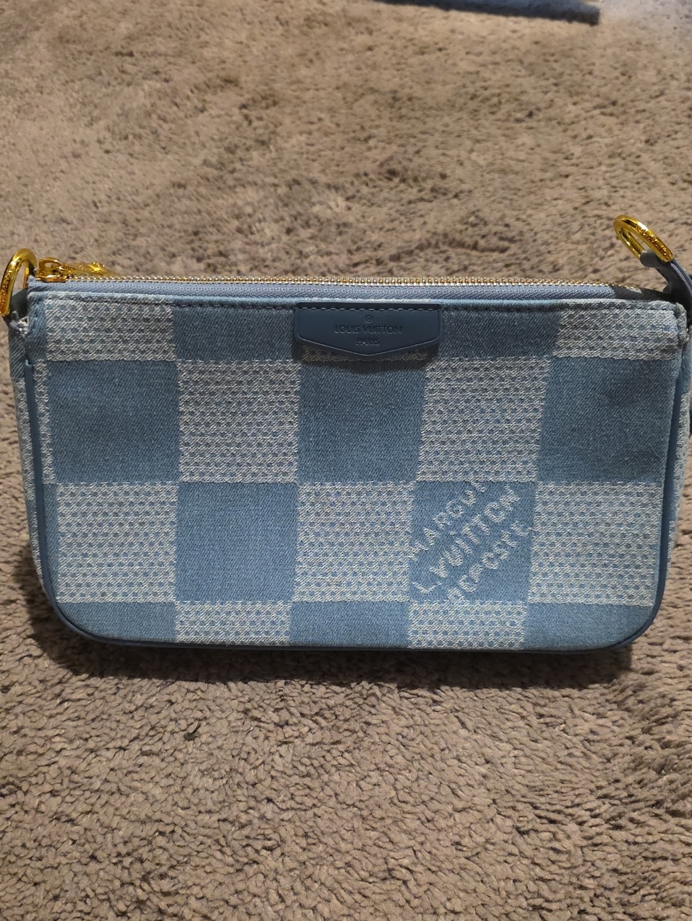 Light Blue Damier Azur Canvas Pochette
